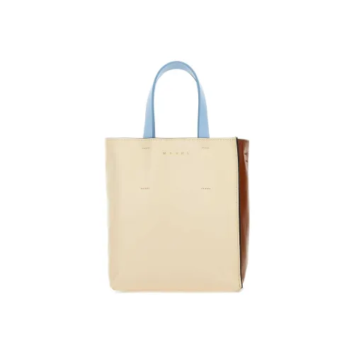 MARNI Museo Телячья кожа Тоут Сумка Сумка для покупок Сумка через плечо Сумка Мини Женская Бежевая Коричневая Светло-синяя