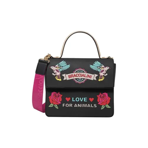 Braccialini ПВХ Маленькая Квадратная Сумка Сумка через плечо Сумка Маленькая Женская Черная