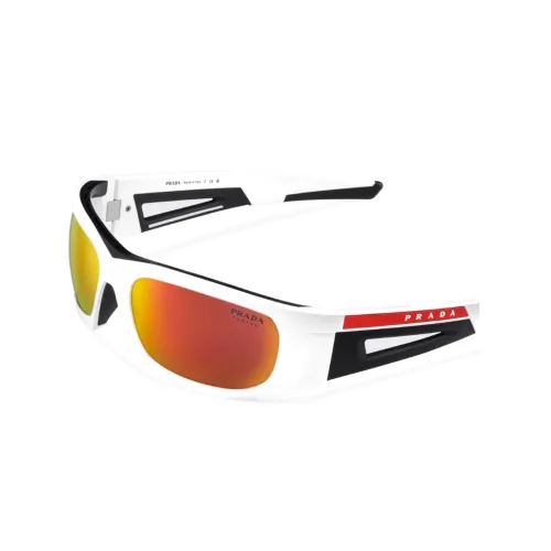 PRADA Пластиковая оправа Квадратные Солнцезащитные очки Унисекс Белый