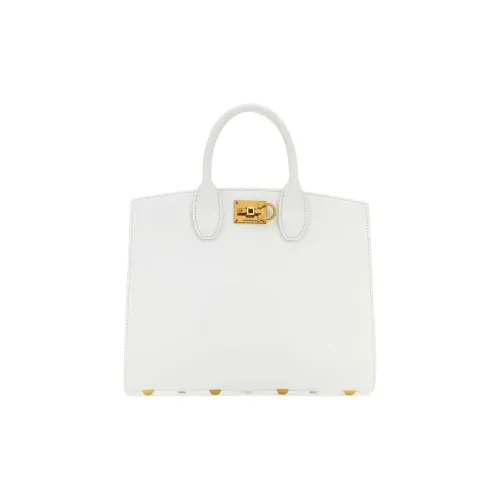 FERRAGAMO Studio Hammered Телячья кожа Сумка для коробок Сумка через плечо Сумка среднего размера Женская Белая