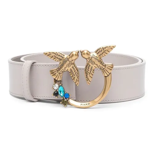 PINKO Логотип Бренд Таблица Плавная Застежка Кожаные Ремни Женские Серый Ширина 4CM