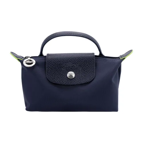 LONGCHAMP Переработанный холст и кожа Пельменная сумка Маленькая Женская Темно-синий