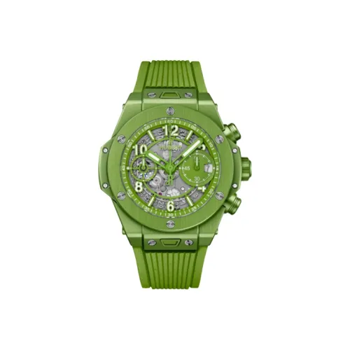 HUBLOT Автоматический Механический Механизм Унисекс Часы 42 мм Зеленый Циферблат Алюминиевый Корпус Часы Резиновый Ремешок