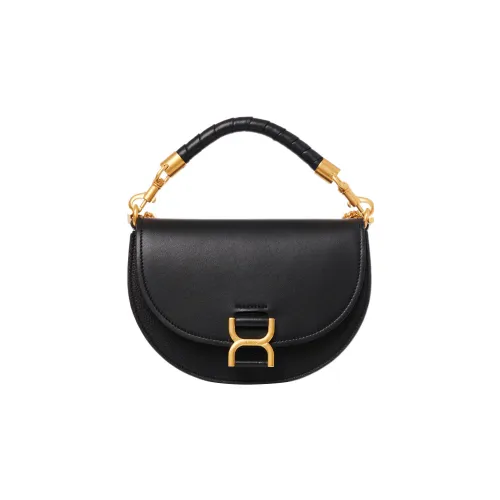 Chloe Marcie Nappa Lambskin Рифленая Телячья Кожа Сумка через плечо Сумка Женская Черная