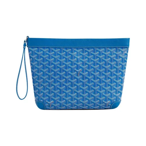 GOYARD Холст Телячья кожа Зубы Собаки Сумка для туалетных принадлежностей Сумка для хранения Клатч Унисекс Небесно-голубой