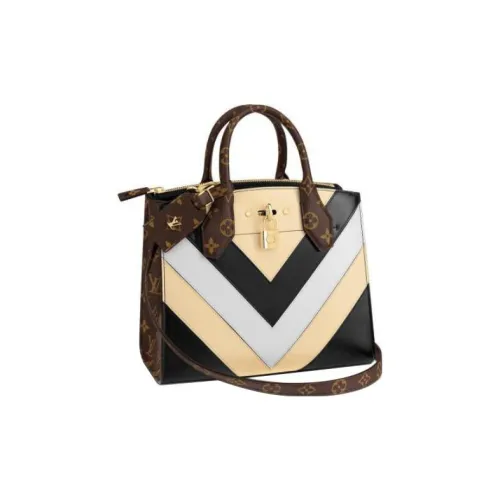 LOUIS VUITTON City Steamer Воловья кожа Пэчворк Холст Тоут Сумка Сумка для покупок Сумка Женская Многоцветная