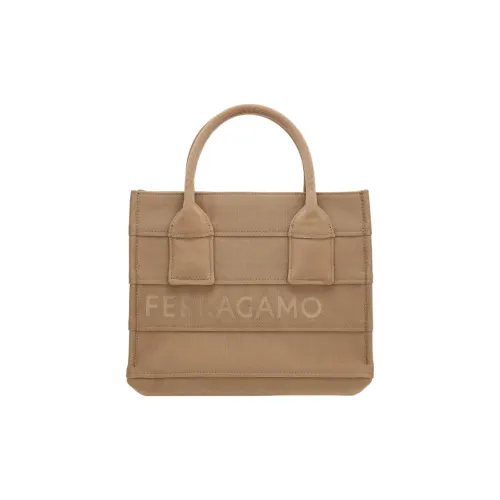 Ferragamo Ткань Тоут Сумка Сумка для покупок Маленькая Сумка Женская Светлый Умбра