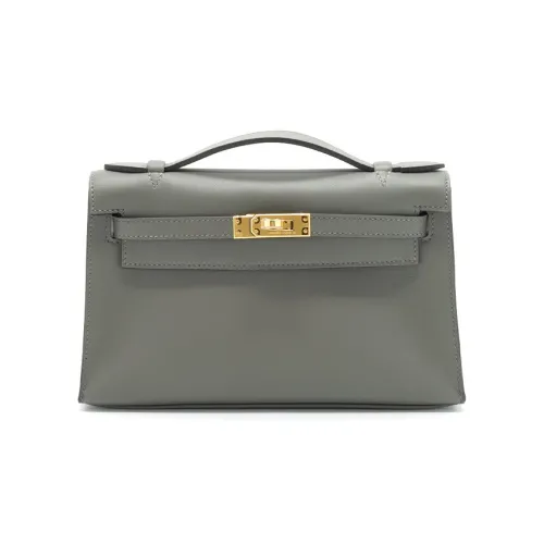 HERMES Mini Kelly Generation 1 Swift Кожа Сумка Kelly Сумка Женская 0L Grismeyer Дождевой Облачный Серый