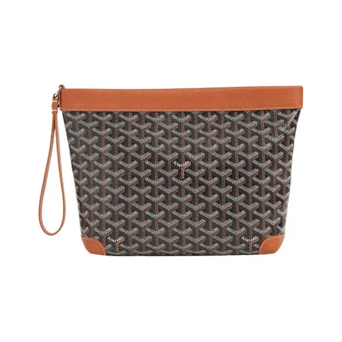 GOYARD Холст Телячья кожа Зубы Собаки Сумка для туалетных принадлежностей Сумка для хранения Клатч Стандартный Унисекс Коричневый