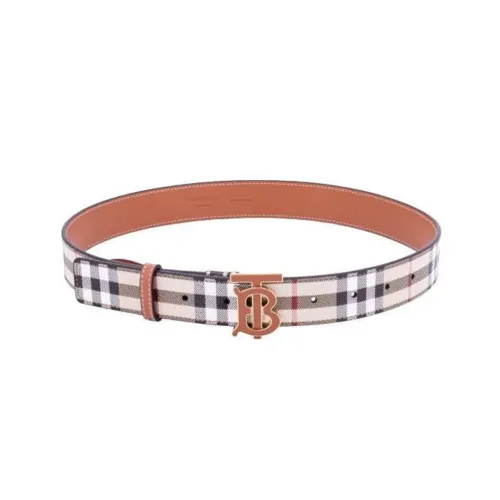 Burberry Полиуретан Хлопок Полиэстер Акрил Кожаные ремни Женские Бежевый Коричневый Ширина 3 см