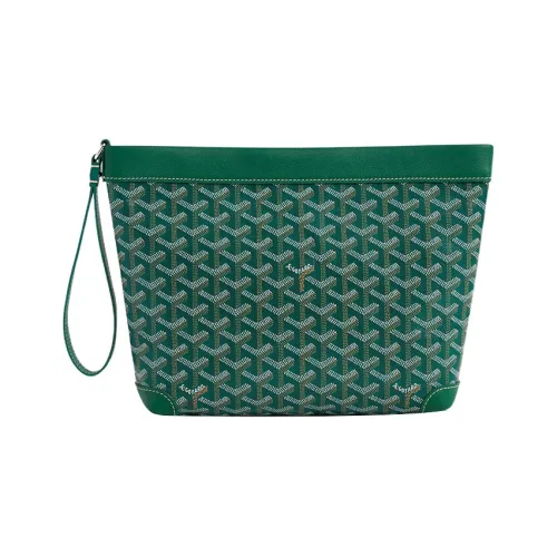 GOYARD Холст Телячья кожа Зубы Собаки Сумка для туалетных принадлежностей Хранение Мешок Клатч Унисекс Зеленый