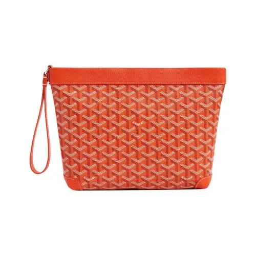 GOYARD Холст Телячья кожа Зубы Собаки Сумка для туалетных принадлежностей Сумка для хранения Клатч Унисекс Оранжевый