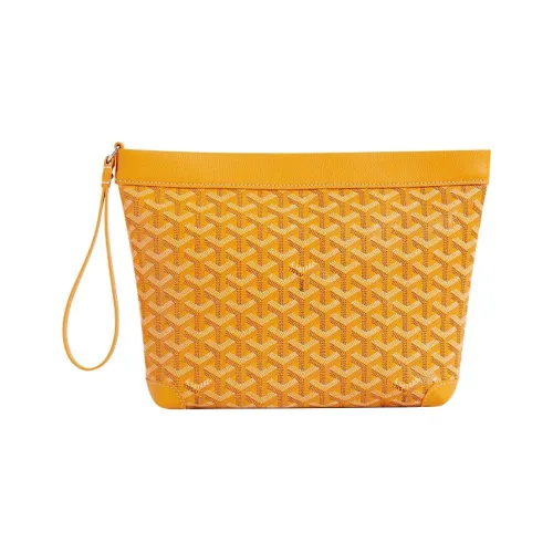 GOYARD Холст Телячья кожа Зубы Собаки Сумка для туалетных принадлежностей Хранение Мешок Клатч Унисекс Желтый