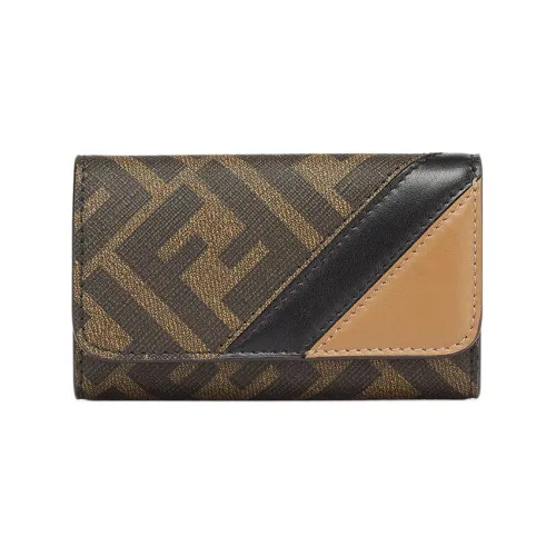 FENDI Коровья кожа Ключница Клатч Key Pouch Мужской Коричневый