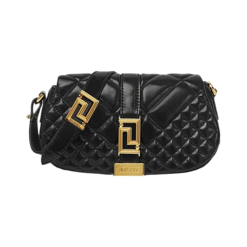 VERSACE Greca Goddess Коровья кожа Сумка через плечо Мини Женская Черная