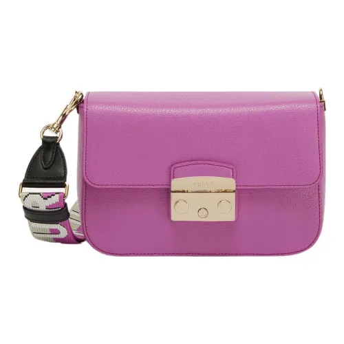 Furla Metropolis Collection Текстурированная Телячья Кожа Сумка через плечо Маленькая Женская Фиолетовая