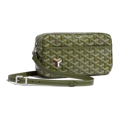 GOYARD Кепка Vert Холст с кожей Курьерская сумка Camera Сумка Сумка через плечо Маленькая Унисекс Зеленый Хаки