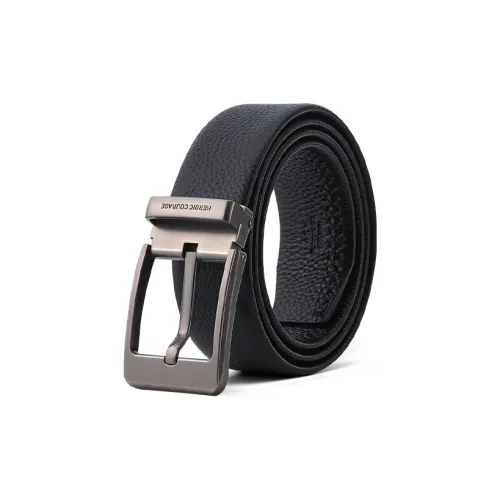 HLA Ремни из коровьей кожи мужские черные ширина 3,5 см