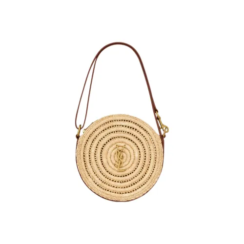 SAINT LAURENT Рафия с коровьей кожей Сумка через плечо Сумка Женская Натуральный