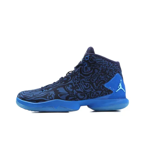 Джордан Super.Fly 4 Амортизация Противоскользящий Устойчивый к истиранию Покрытие MID Топ Баскетбольные кроссовки Мужской Синий Черный