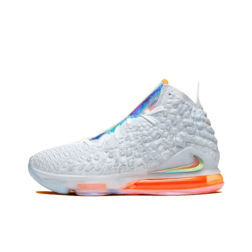 Nike Lebron 17 Future Air James Slip Lightweight High Top Баскетбольные кроссовки для игры Мужской Белый Оранжевый