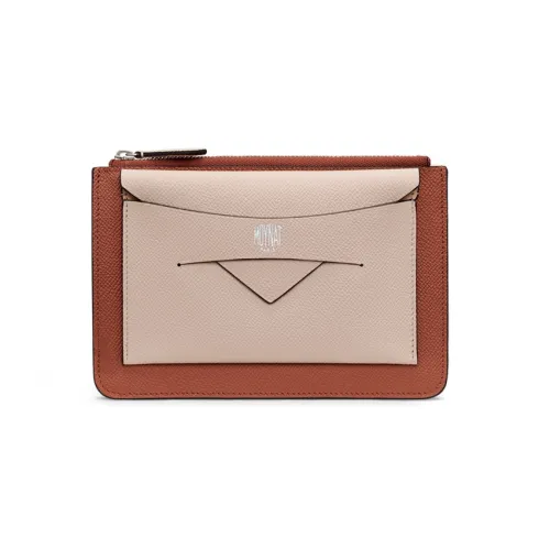 Moynat Carat Коровья кожа Кошелек для монет Женские Коричневый Розовый