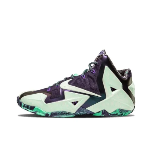 Nike Lebron 11 MID Топ Баскетбольные Кроссовки Мужские Фиолетовый Зеленый
