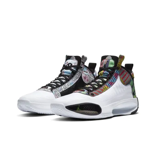 Jordan Air Джордан 34 RUI PE Амортизация Износостойкий MID Топ Баскетбольные кроссовки Мужской Черный