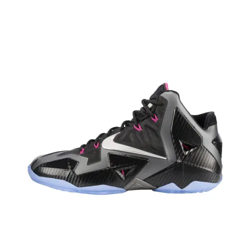 Nike Lebron 11 Miami Nights James Non Slip Легкий MID Баскетбольные кроссовки для игры Мужской Черный Серый