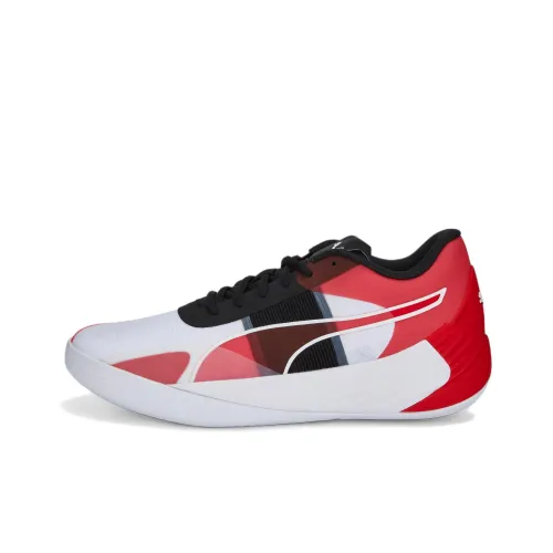 PUMA Fusion Nitro Team Slip-Resistant Abrasion-Resistant Low-Top Баскетбольные кроссовки Мужские Белый Красный