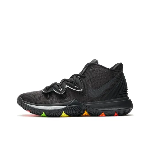 Nike Kyrie 5 Kyrie 5 Тройной Черный Противоскользящий Устойчивый к Износу MID Топ Баскетбольные Кроссовки для Игры Мужской Радужный