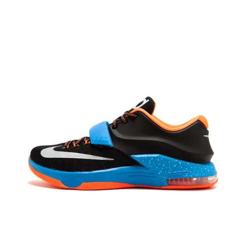 Nike KD 7 OKC Гостевой Нескользящий Легкий Низкий Топ Баскетбольные Кроссовки для Игры Мужской Черный Синий