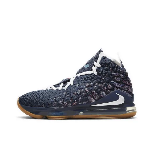 Nike Lebron 17 Университетский синий Lebron 17 Non Нижняя юбка Легкий MID Топ Баскетбольные кроссовки для игры Унисекс Морской синий