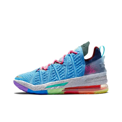 Nike Lebron 18 Амортизаторы Slip-resistant устойчивые к истиранию MID Баскетбольные кроссовки Мужской Синий Colorful