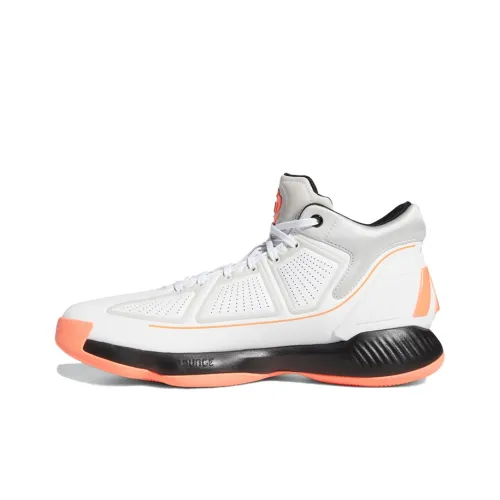 Adidas D Rose 10 Ross Slip-Resistant Abrasion-Resistant High-Top Баскетбольные кроссовки Мужские Белый Черный