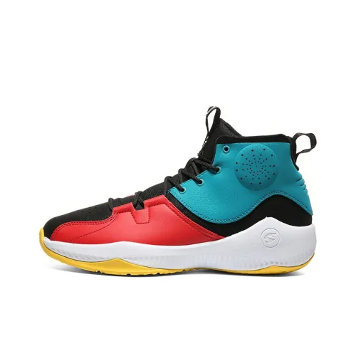 PEAK Slip-resistant Abrasion-resistant Lightweight High Top Basketball Shoes Men's Blue Red White PEAK Противоскользящий Устойчивый к износу Легкий Высокий верх Баскетбольные кроссовки Мужские Синий Красный Белый