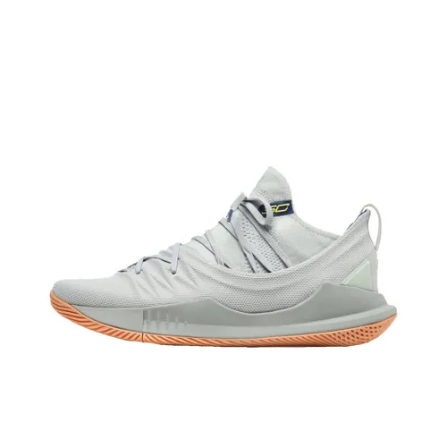 Under Armour CURRY 5 GREY Gum Shock Absorbers Slip Resistant Abrasion Resistant Low Top Баскетбольные кроссовки Мужской Серый