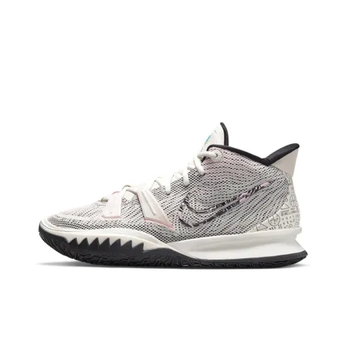 Nike Kyrie 7 EP Mathematics Формула MID Топ Баскетбольные кроссовки Унисекс Белый Синий Розовый Азиатская Версия