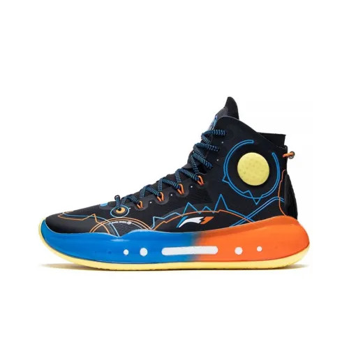 LiNing YuShuai 14 Boom Thunderstorm противоскользящие высокие баскетбольные кроссовки для мужчин черные синие оранжевые