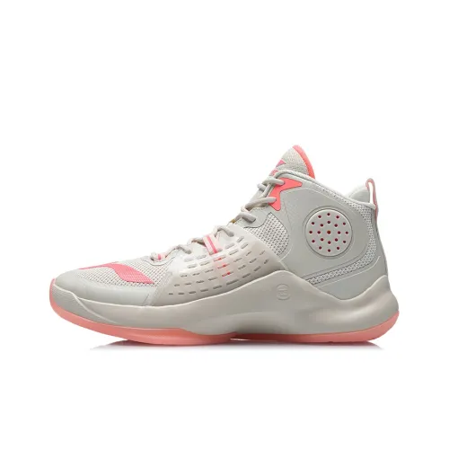 LiNing Slip-resistant Abrasion-resistant High Top Basketball Shoes Unisex Gray Red LiNing Противоскользящие Износостойкие Высокие Баскетбольные Кроссовки Унисекс Серый Красный