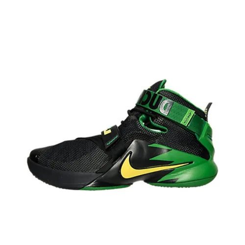 Nike Zoom Soldier 9 Oregon Non Slip Легкий Высокий Топ Баскетбольные Кроссовки Мужские Черный Зеленый