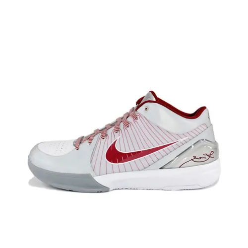 Nike Zoom Kobe 4 Lower Merion Aces Bulldog Амортизация Низкий Верх Баскетбольные Кроссовки для Игры Мужской Красный Белый