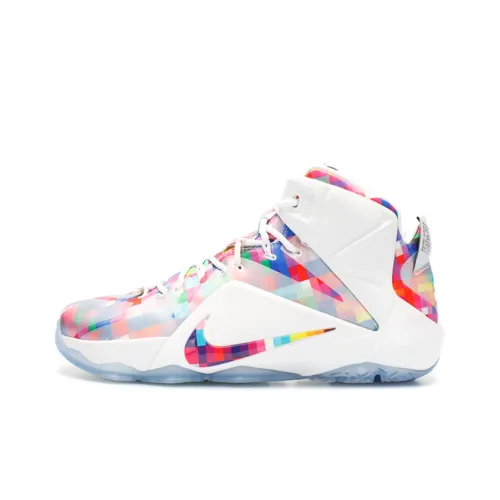 Nike Lebron 12 EXT Prism Нескользящий Легкий Высокий Топ Баскетбольные Кроссовки Мужские Белые