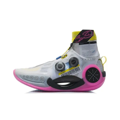 LINING WOW 9 Infinity 'TEST R2' Амортизация Поддержка Высокие Баскетбольные Кроссовки для Игры Мужские Белые Розовые