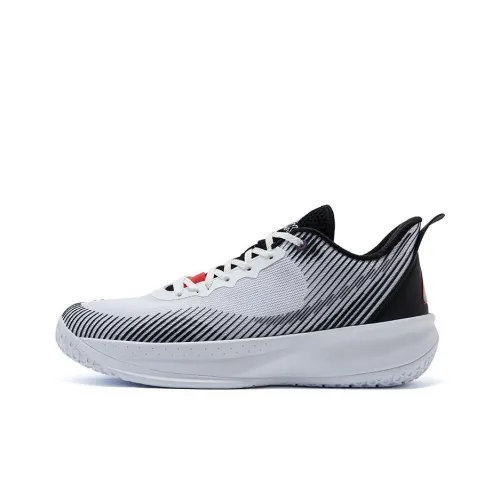 PEAK Slip-resistant Abrasion-resistant Breathable Low-Top Basketball Shoes for Play Men's All-White