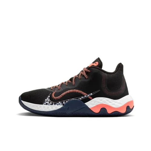 Nike Renew Elevate Амортизаторы Shock Absorbers Противоскользящие Устойчивые к истиранию MID Баскетбольные кроссовки Унисекс Черный Оранжевый