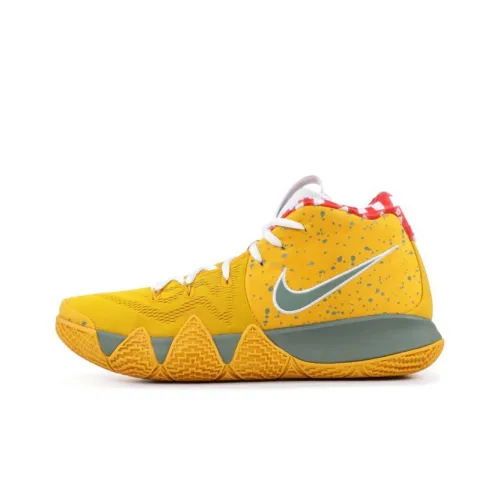 Nike Kyrie 4 Нескользящий Легкий MID Топ Баскетбольные кроссовки для игры Мужской Желтый