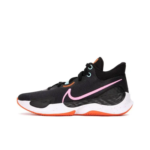 Nike Renew Elevate 3 Low Топ Баскетбольные кроссовки для игры Унисекс Черный Розовый Оранжевый