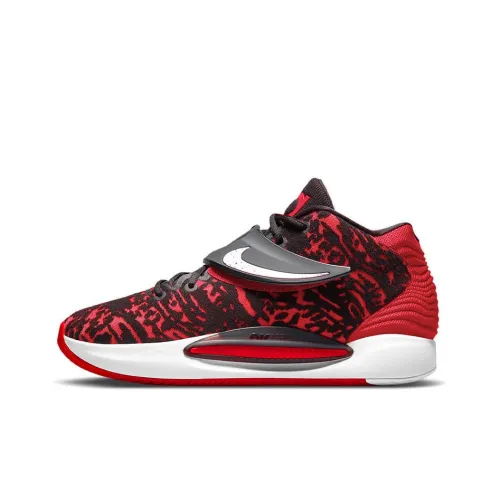 Nike KD 14 Цвет KD EP 14 MID Топ Баскетбольные кроссовки для игры Унисекс Черный Красный Азиатская Версия