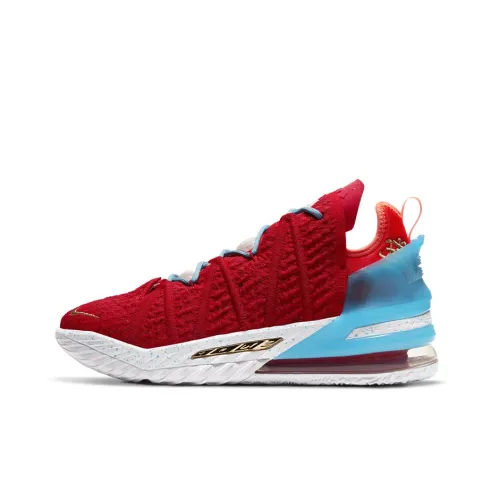 Nike Lebron 18 Low Топ Баскетбольные кроссовки для игры Унисекс Красный синий
